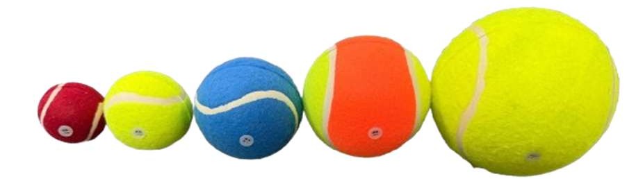 Walls pet tennis balls in five sizes, from 1.5 inch to 4 inch